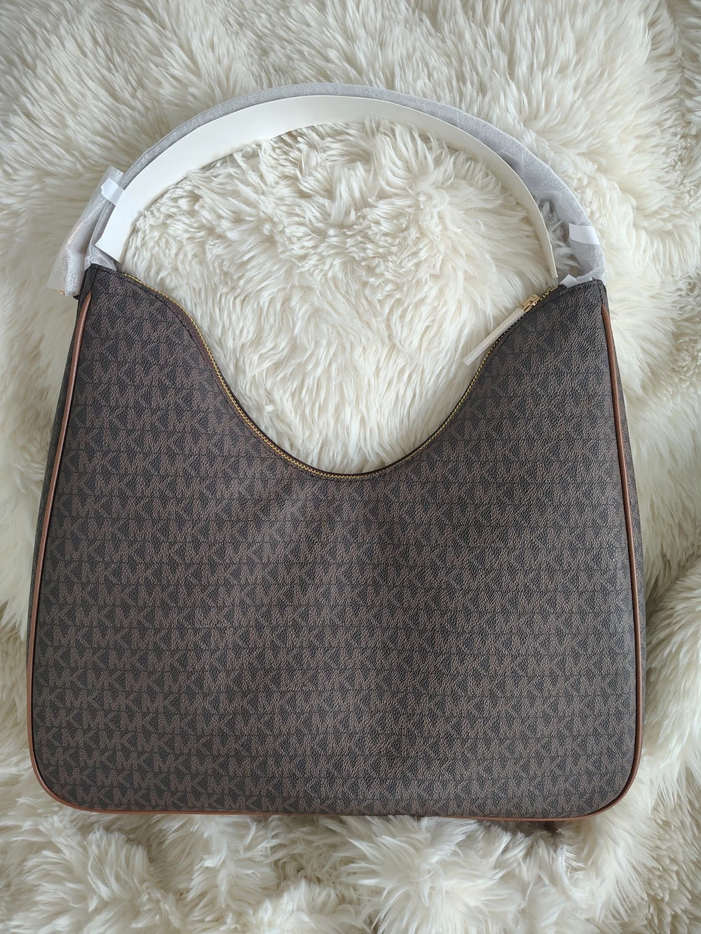 Michael Kors Nayla Brown Monogram Shlder Hobo with Wallet Set NWT
